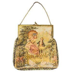 1930's French Woven Tapestry Purse with Orchestra Ticket Stub from 1970